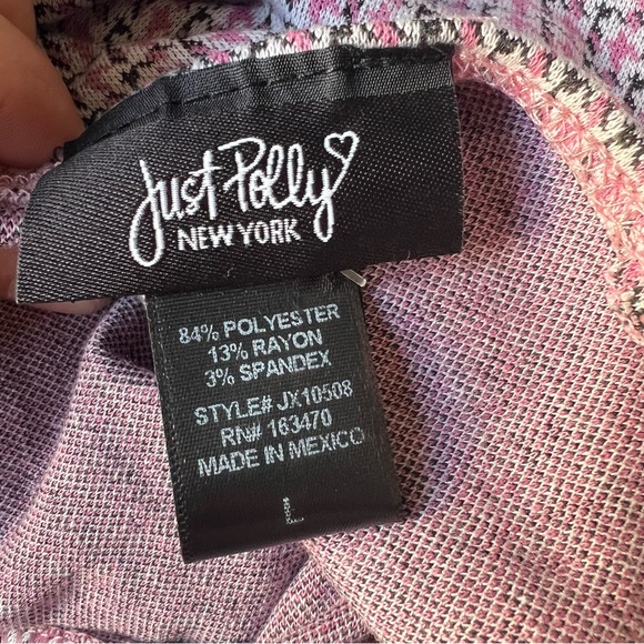 Just Polly Pink Houndstooth Crop Top Size L - Picture 3 of 3